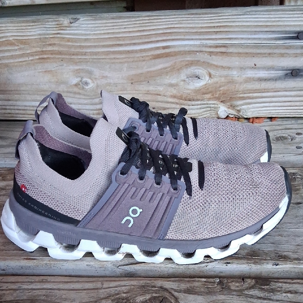 On Running Cloudswift Taupe and Black Athletic Shoes - Picture 4 of 12